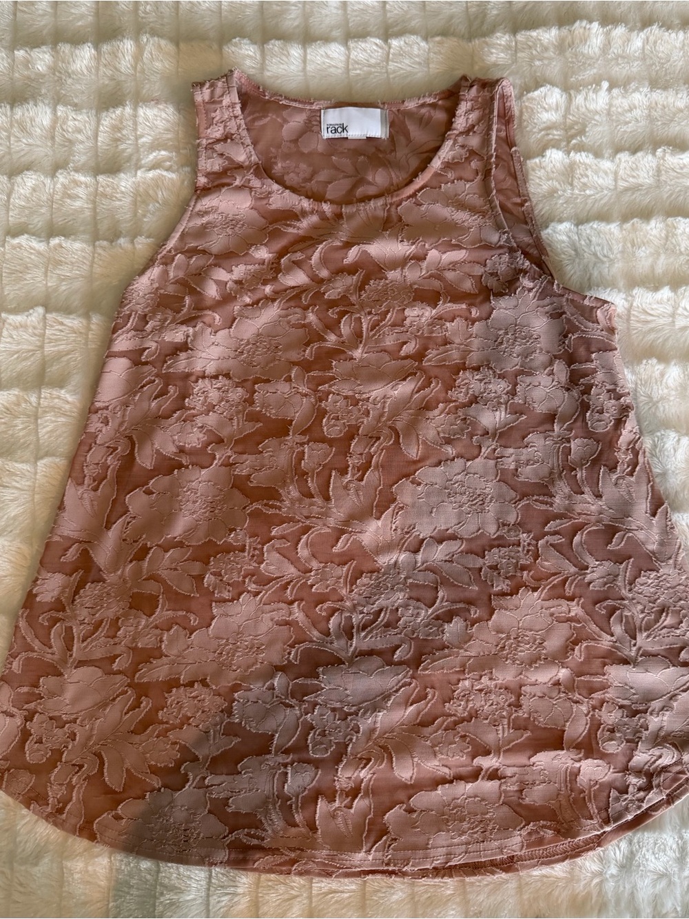 Nordstrom Rack Floral Jacquard Sleeveless Blouse Dusty Rose Pink Size S